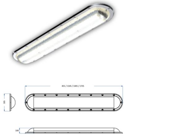 CSL1107 IP65 Linear Surface Mounted Light - Image 2
